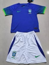 22-23 Brazil Away Kids Soccer Jersey