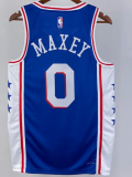 22-23 76ERS MAXEY #0 Blue Top Quality Hot Pressing NBA Jersey