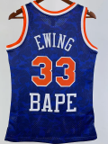 2023 Knicks & BAPE #33 Blue Top Quality Hot Pressing NBA Jersey