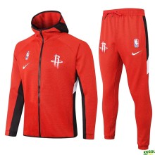 2020 NBA Houston Rockets Red Full Zip hoodie Tracksuit