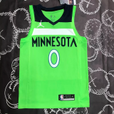 Timberwolves RUSSELL #0 Fluorescent Green Top Quality Hot Pressing NBA Jersey