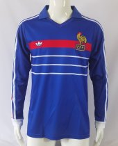 1982-1984 France Home Long Sleeve Retro Soccer Jersey