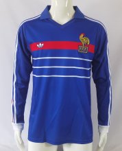 1982-1984 France Home Long Sleeve Retro Soccer Jersey