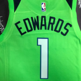 Timberwolves EDWARDS #1 Fluorescent Green Top Quality Hot Pressing NBA Jersey