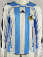 2006 Argentina Home Long Sleeve Retro Soccer Jersey
