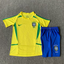 2002 Brazil Home Retro Kids Soccer Jersey