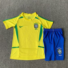 2002 Brazil Home Retro Kids Soccer Jersey