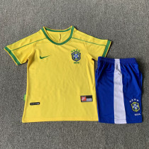 1998 Brazil Home Retro Kids Soccer Jersey