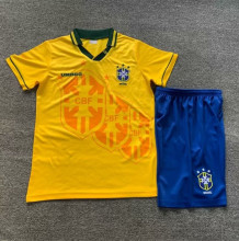1994 Brazil Home Retro Kids Soccer Jersey