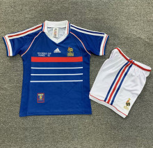 1998 France Home Retro Kids Soccer Jersey