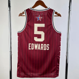 23-24 ALL-STAR EDWARDS #5 Red Top Quality Hot Pressing NBA Jersey