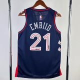 23-24 76ERS EMBIID #21 Dark Blue City Edition Top Quality Hot Pressing NBA Jersey