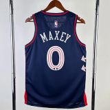 23-24 76ERS MAXEY #0 Dark Blue City Edition Top Quality Hot Pressing NBA Jersey