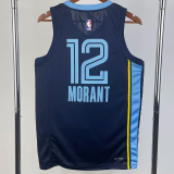 22-23 GRIZZLIES MORANT #12 Dark Blue Top Quality Hot Pressing NBA Jersey