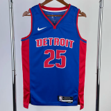 22-23 Pistons ROSE #25 Blue Top Quality Hot Pressing NBA Jersey(V领)