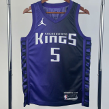 23-24 Kings FOX #5 Purple Top Quality Hot Pressing NBA Jersey (Trapeze Edition)飞人版