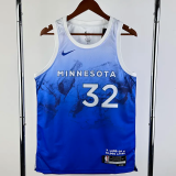 23-24 Timberwolves TOWNS #32 Blue City Edition Top Quality Hot Pressing NBA Jersey