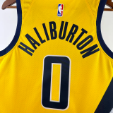 22-23 Indiana Pacers HALIBURTON #0 Yellow Top Quality Hot Pressing NBA Jersey