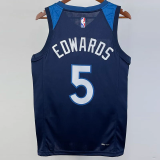 22-23 Timberwolves EDWAROS #5 Blue Top Quality Hot Pressing NBA Jersey