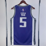 23-24 KINGS FOX #5 Purple Away Top Quality Hot Pressing NBA Jersey(V领）