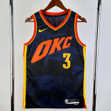 23-24 OKC Thunder GIDDEY #3 Dark Blue City Edition Top Quality Hot Pressing NBA Jersey