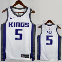 22-23 KINGS FOX #5 White Home Top Quality Hot Pressing NBA Jersey(V领）