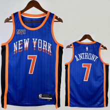 23-34 KNICKS ANTHONY #7 Blue City Edition Top Quality Hot Pressing NBA Jersey