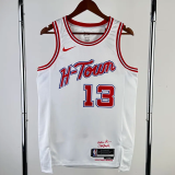 23-24 ROCKETS HARDEN #13 White City Edition Home Top Quality Hot Pressing NBA Jersey