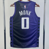 23-24 Kings MONK #0 Purple Top Quality Hot Pressing NBA Jersey (Trapeze Edition)飞人版