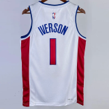 22-23 Pistons IVERSON #1 White Top Quality Hot Pressing NBA Jersey