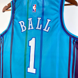 23-24 HORNETS BALL #1 Blue Top Quality Hot Pressing NBA Jersey (Retro Logo)
