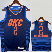 23-24 OKC Thunder GILGEOUS-ALEXANDER #2 Blue City Edition Top Quality Hot Pressing NBA Jersey (蓝色条纹 )