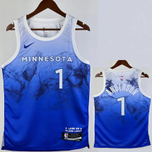 23-24 Timberwolves ANDERSON #1 Blue City Edition Top Quality Hot Pressing NBA Jersey