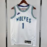 23-24 TIMBERWOLVES ANDERSON #1 White Top Quality Hot Pressing NBA Jersey (Retro Logo)