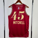 23-24 Cleveland Cavaliers MITCHLL #45 Red City Edition Top Quality Hot Pressing NBA Jersey
