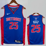 22-23 Pistons ROSE #25 Blue Top Quality Hot Pressing NBA Jersey(V领)