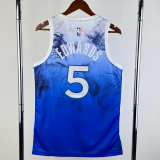 23-24 Timberwolves EDWARDS #5 Blue City Edition Top Quality Hot Pressing NBA Jersey