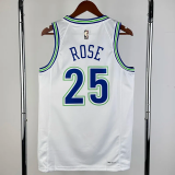 23-24 TIMBERWOLVES ROSE #25 White Top Quality Hot Pressing NBA Jersey (Retro Logo)