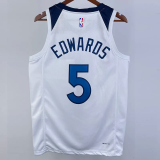 22-23 Timberwolves EDWAROS #5 White Top Quality Hot Pressing NBA Jersey