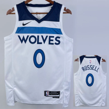 22-23 Timberwolves RUSSELL #0 White Top Quality Hot Pressing NBA Jersey