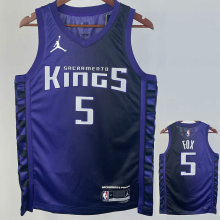 23-24 Kings FOX #5 Purple Top Quality Hot Pressing NBA Jersey (Trapeze Edition)飞人版