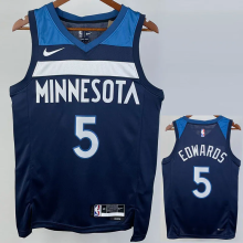 22-23 Timberwolves EDWAROS #5 Blue Top Quality Hot Pressing NBA Jersey