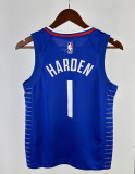 2023 Clippers HARDEN #1Blue Top Quality Hot Pressing Kids NBA Jersey
