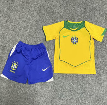 2004 Brazil Home Retro Kids Soccer Jersey