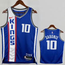 23-24 Kings SABONIS #10 Blue City Edition Top Quality Hot Pressing NBA Jersey