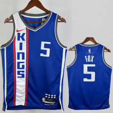 23-24 Kings FOX #5 Blue City Edition Top Quality Hot Pressing NBA Jersey