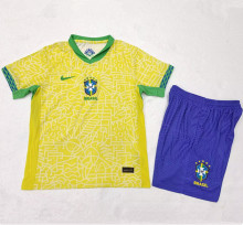 2024 Brazil Home Player Version Kids Soccer Jersey