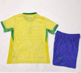 2024 Brazil Home Player Version Kids Soccer Jersey