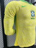 2024 Brazil Home Long sleeves Player Version Soccer Jersey