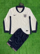 2024 Englande Europe Cup Home Long sleeves Kids Soccer Jersey